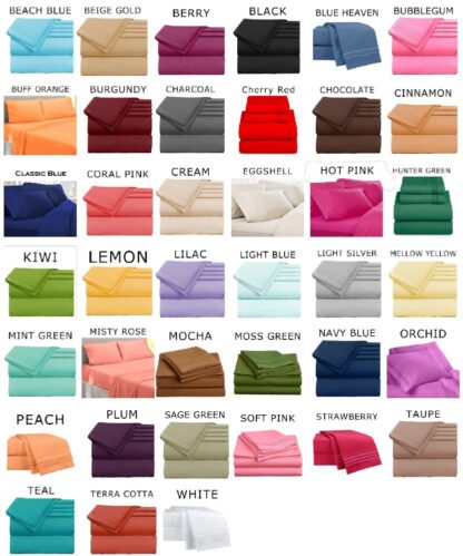 2023 bed sheet color chart of 39 colors