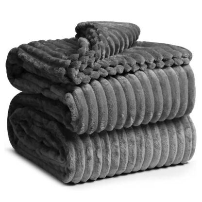 Blankets and Throws, microfiber fleece, charcoal grey color