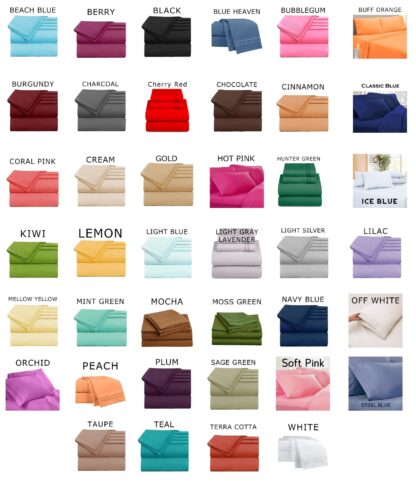 color swatch of bed sheets, 1800 thread count bed sheet sets