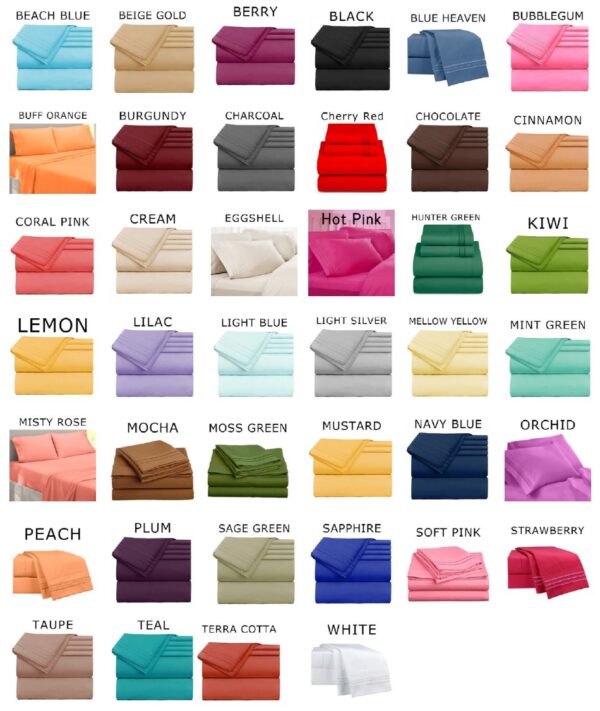 color chart of bed sheet colors