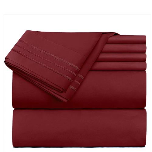 burgundy bed sheets